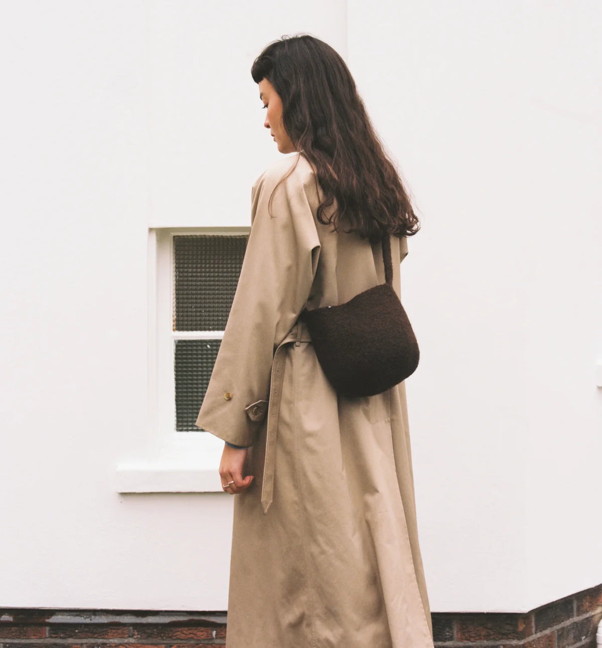 WOOL BUCKET BAG - Dark Brown