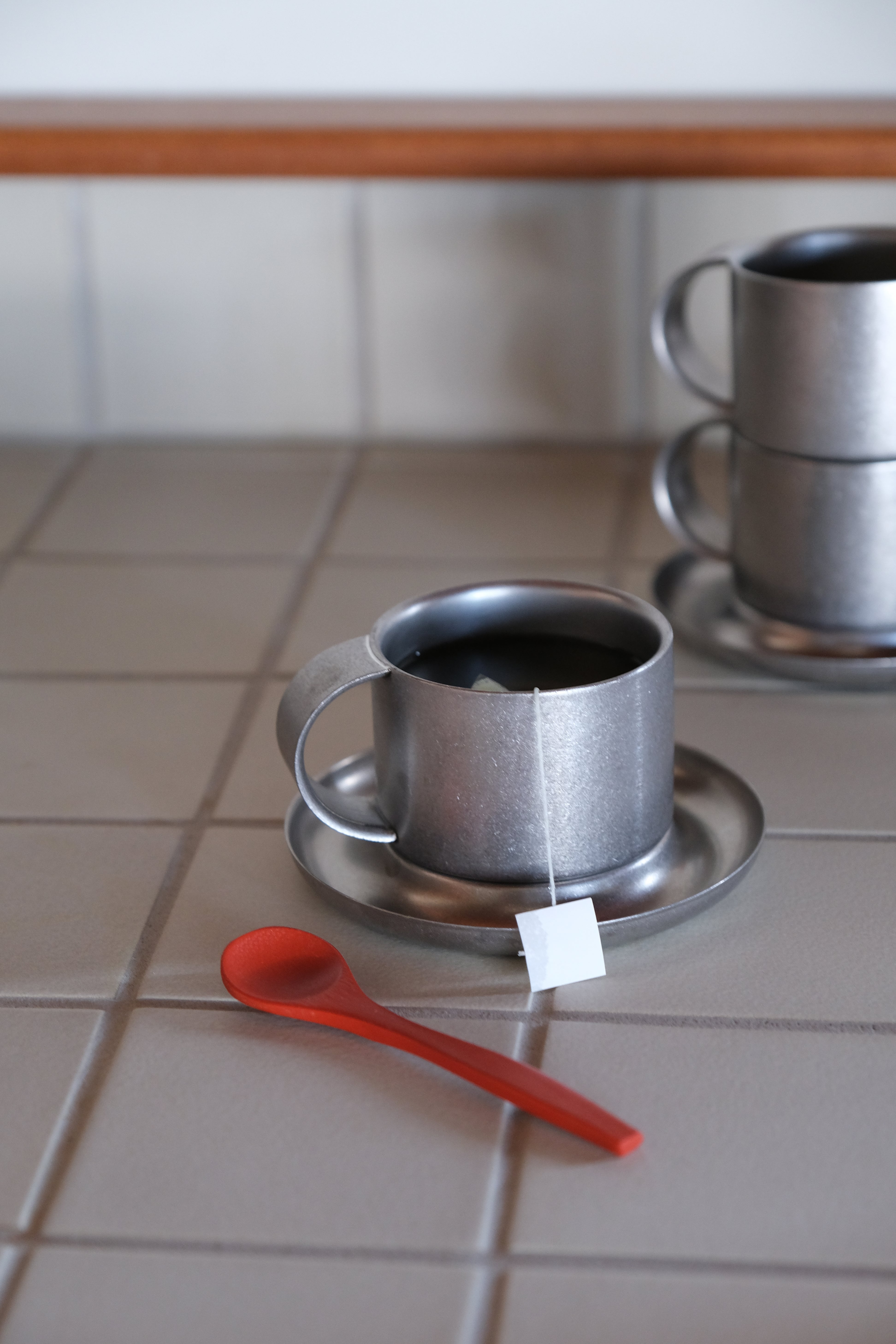 METAL MUG + SAUCER