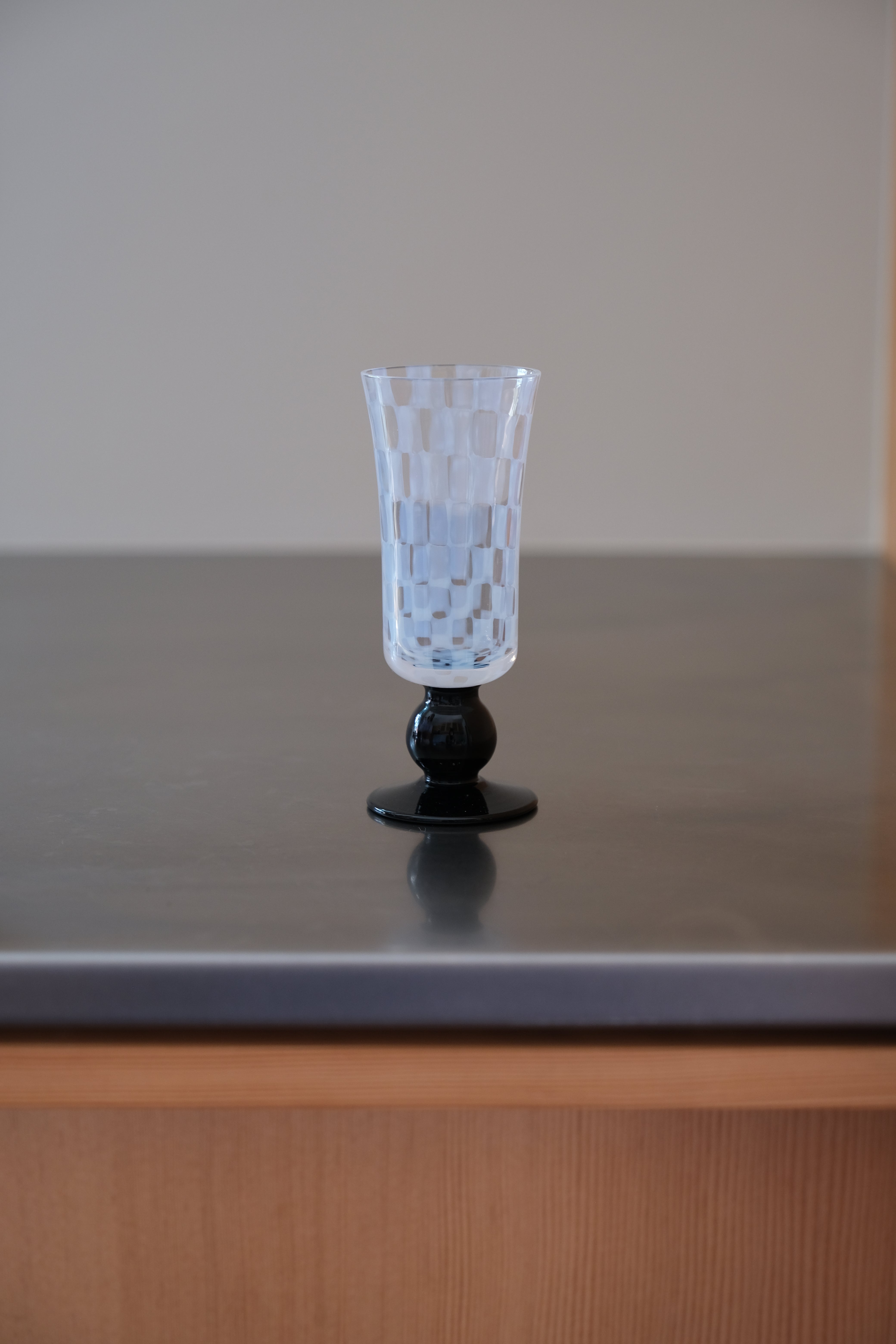 CHECKERED TALL STEMMED GLASS