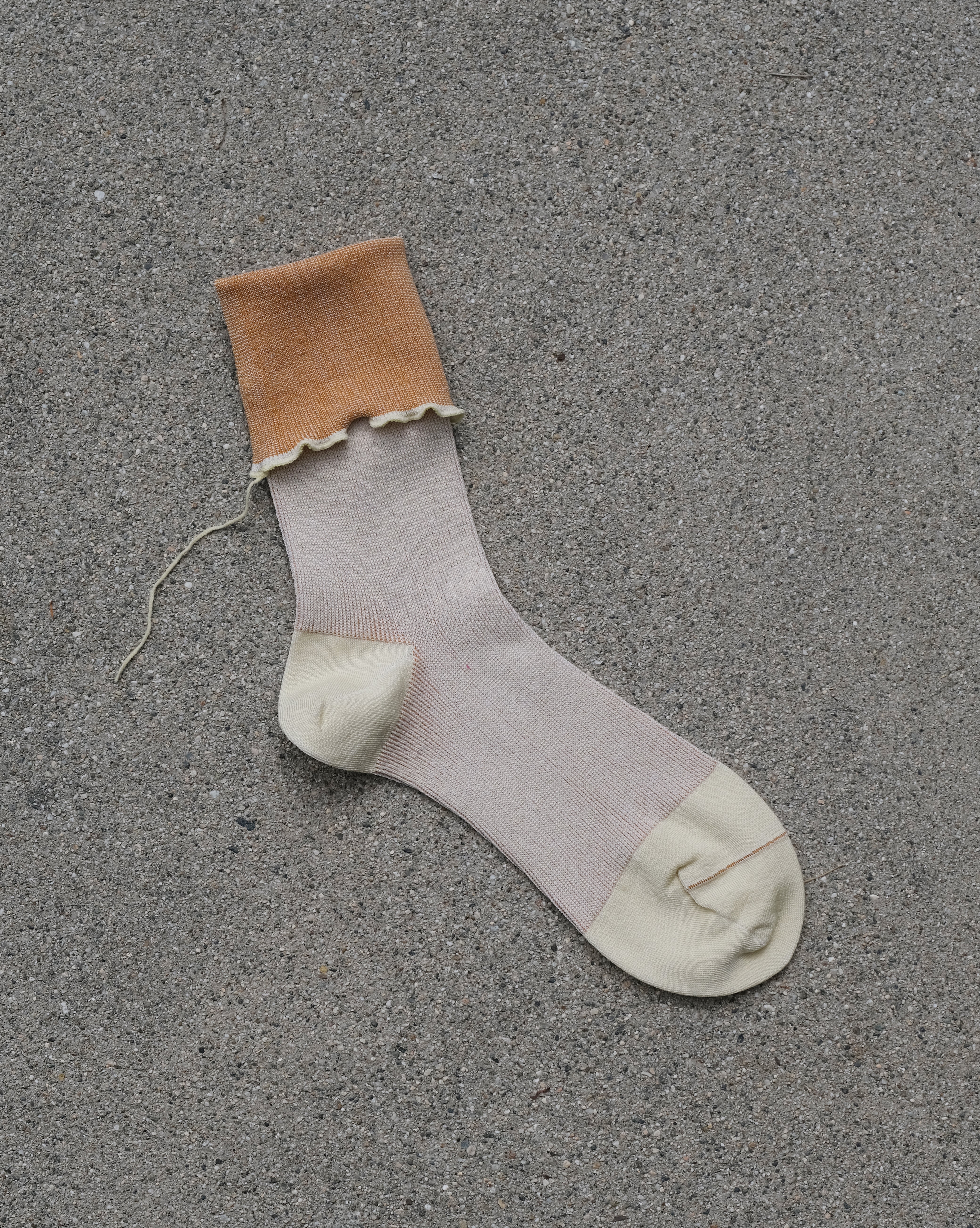 HIGH TWIST COTTON SOCKS - Cream/Ochre