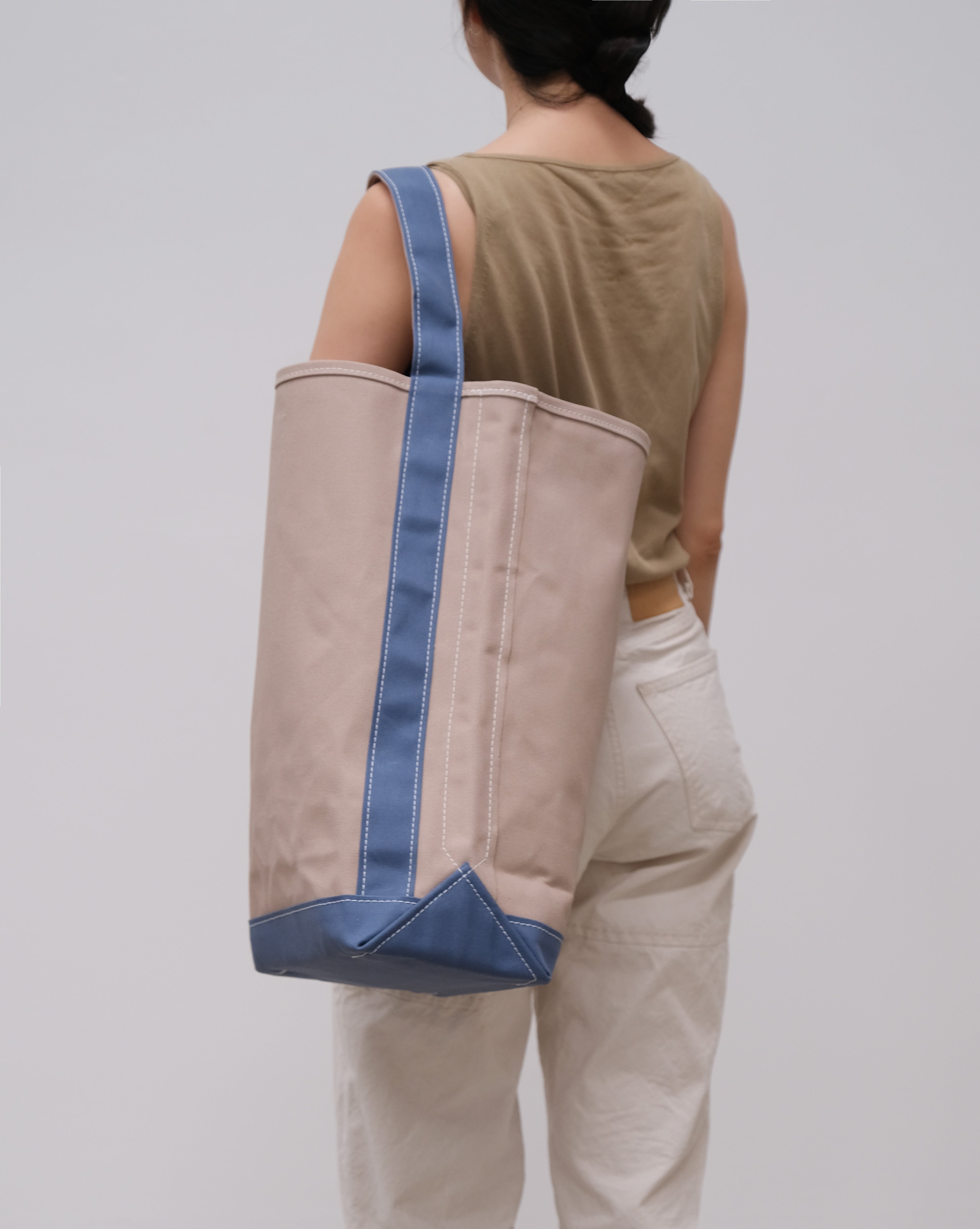 LARGE BAGUETTE TOTE - Grey/Slate Blue