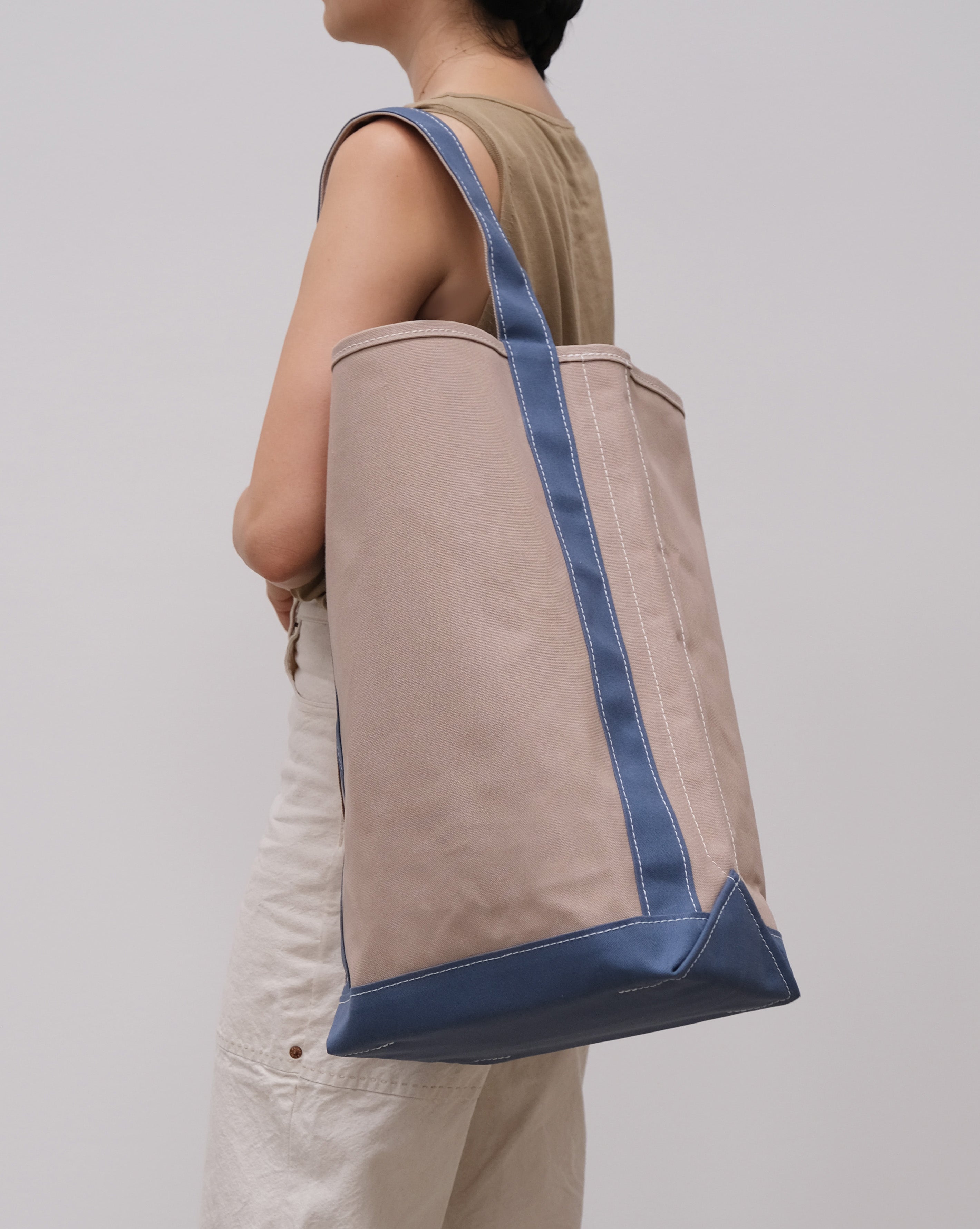 LARGE BAGUETTE TOTE - Grey/Slate Blue