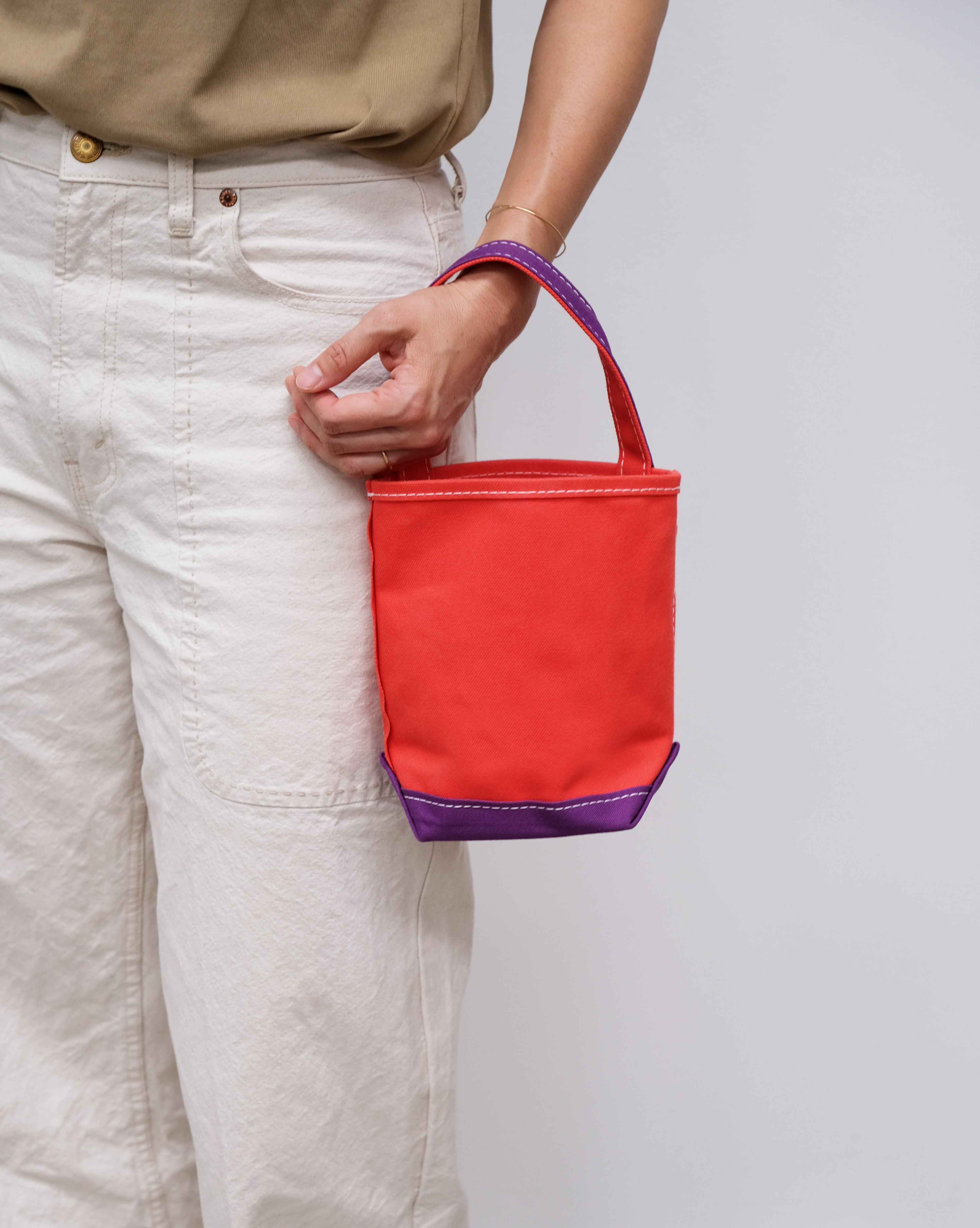MINI BAGUETTE TOTE - Red/ Violet