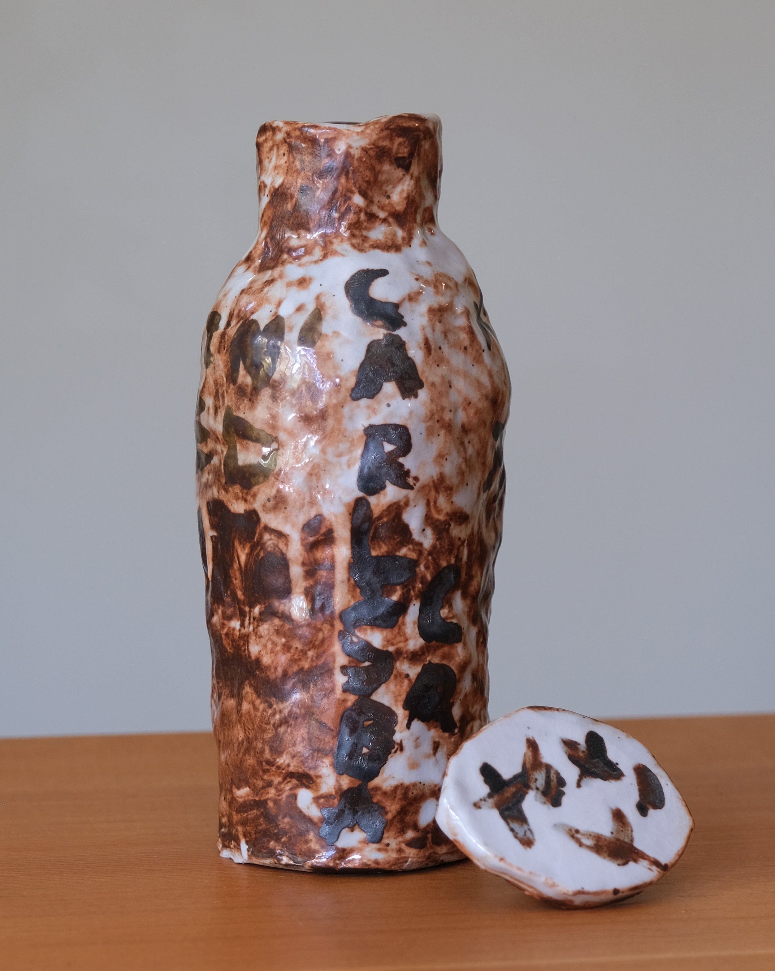 LARGE BOTTLE w/ Orange glaze