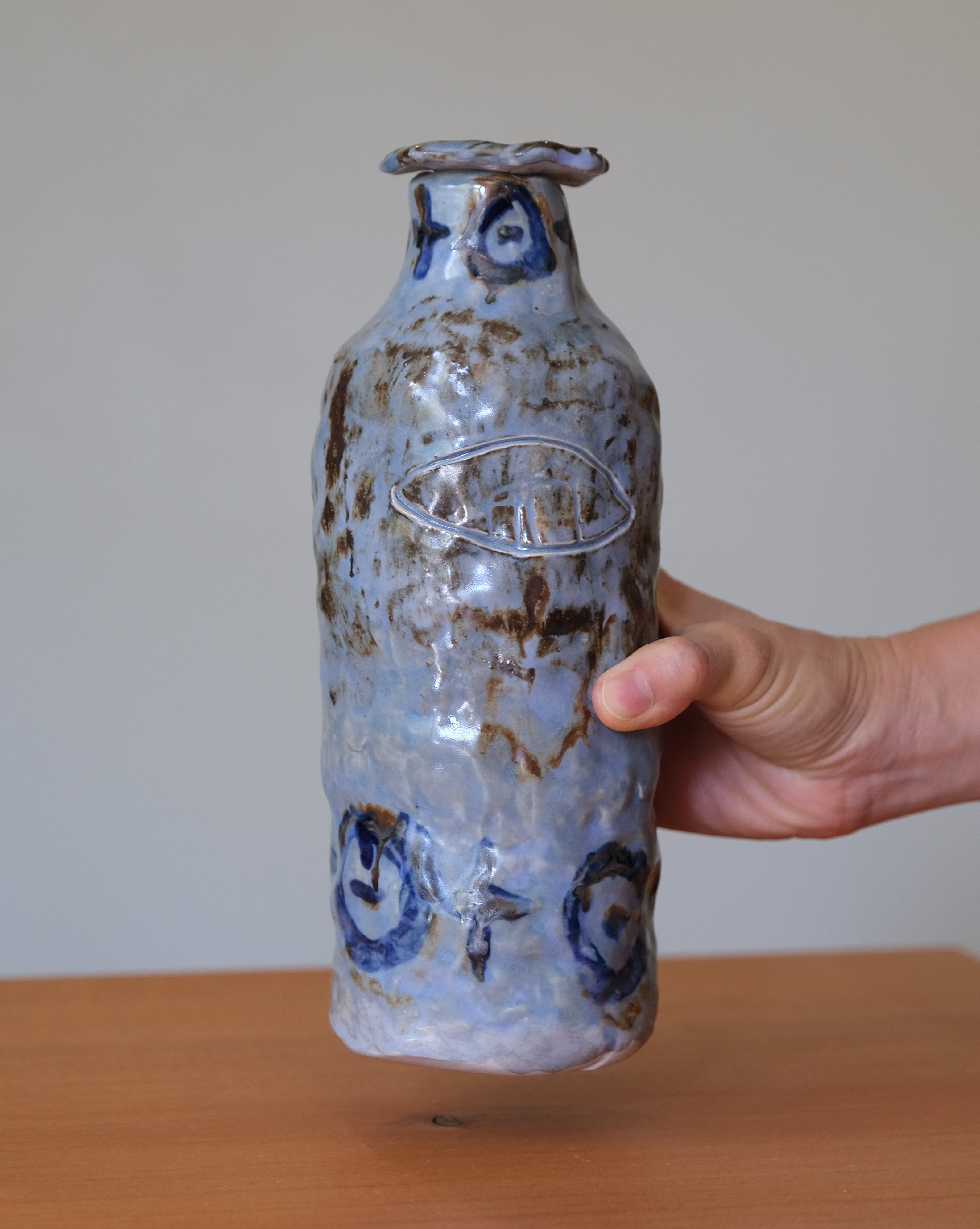 MEDIUM BOTTLE w/ Blue glaze