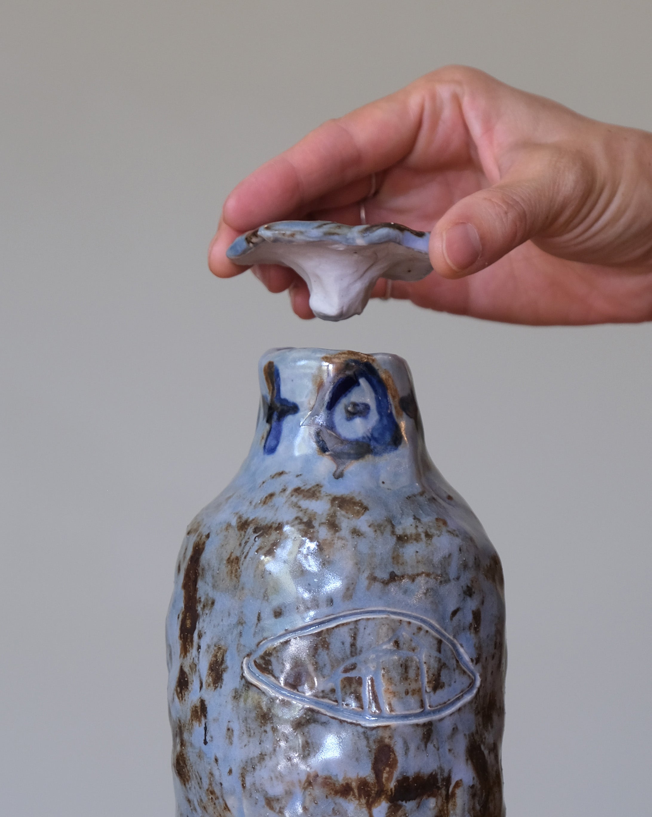 MEDIUM BOTTLE w/ Blue glaze