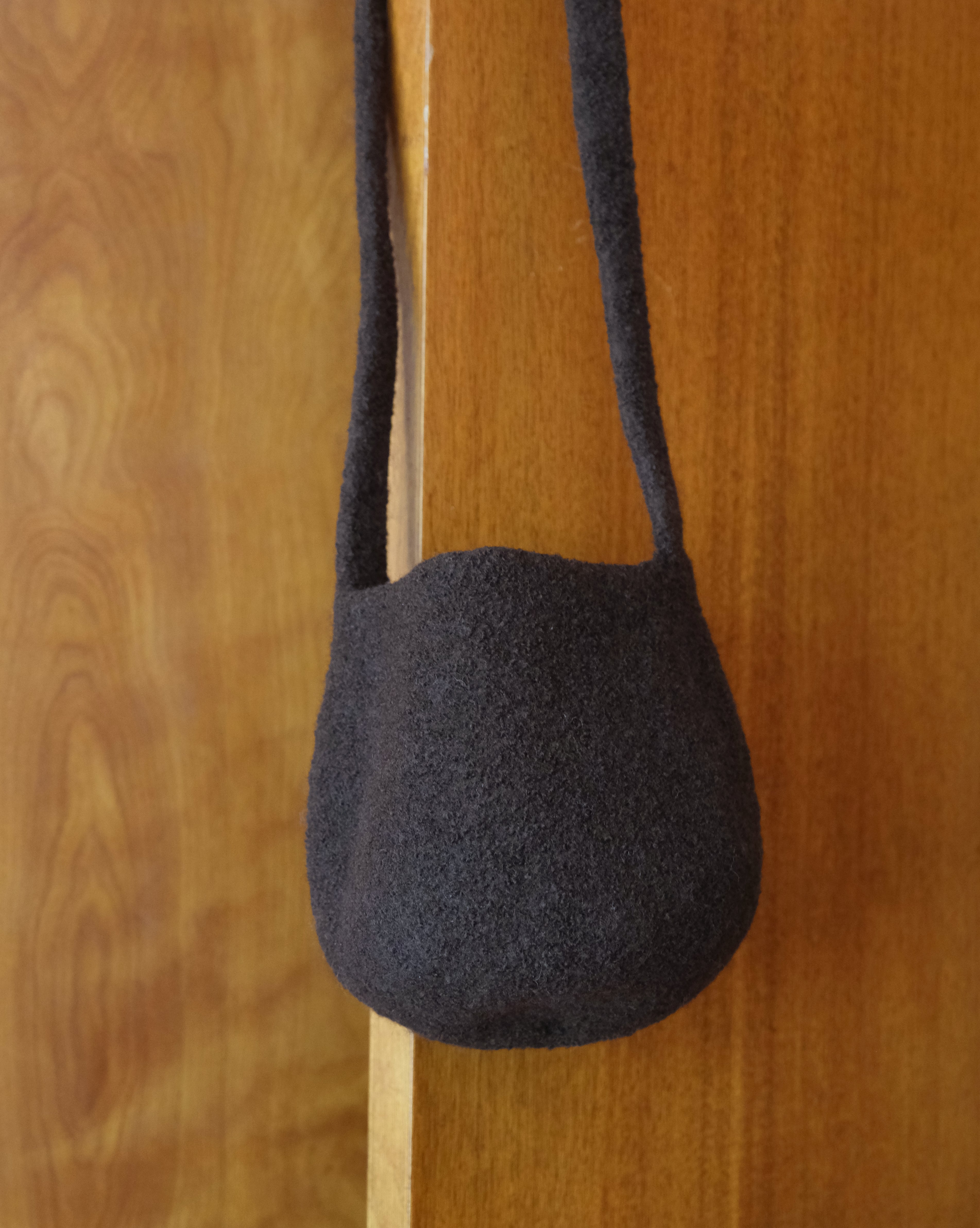 WOOL BUCKET BAG - Dark Brown