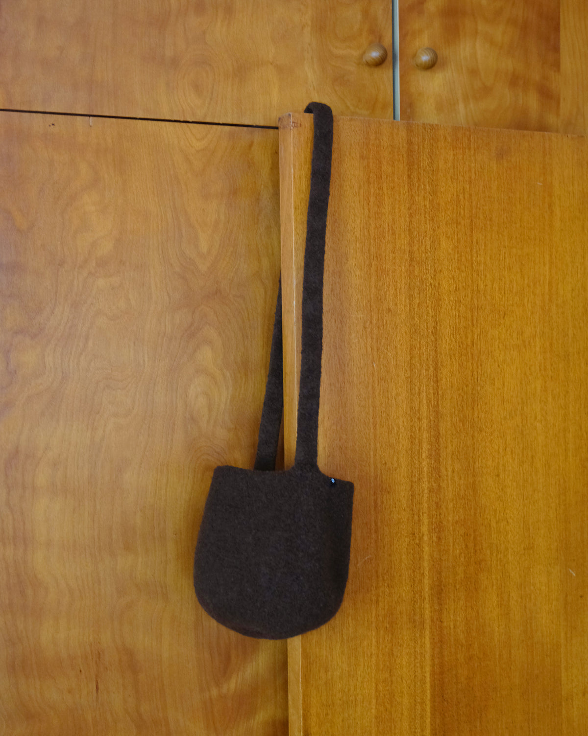 WOOL BUCKET BAG - Dark Brown